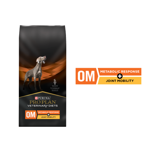 OM Overweight Management Metabolic Response plus Joint Mobility Canine packaging shot.